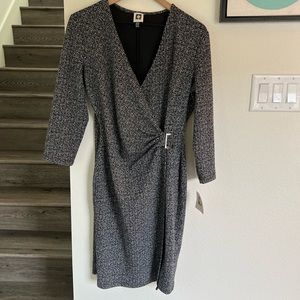 NWT Anne Klein 3/4 sleeve Black/Ivory Sheath dress